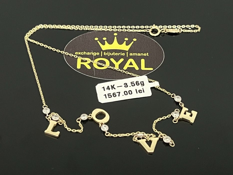 Bijuteria Royal CB : Lant LOVE aur 14K 585  3,56 grame