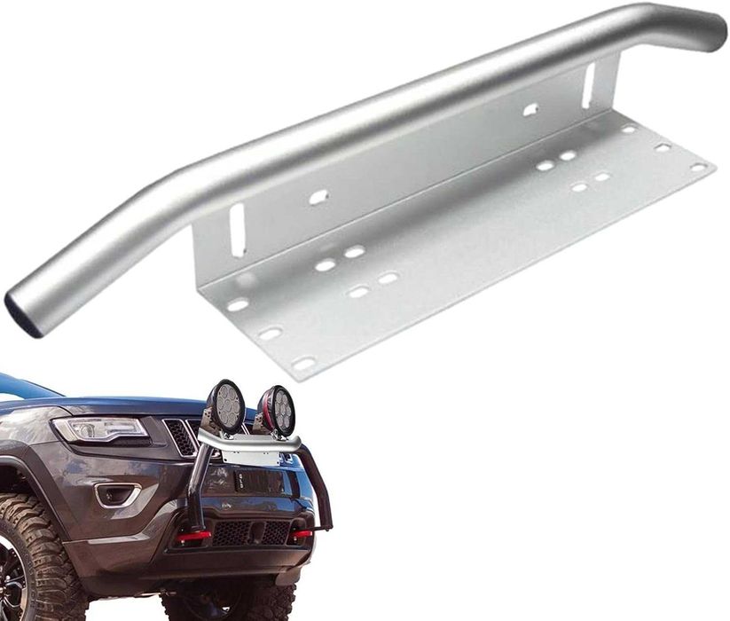 Метална стойка за LED бар/Халоген и регистрационен номер - Сива