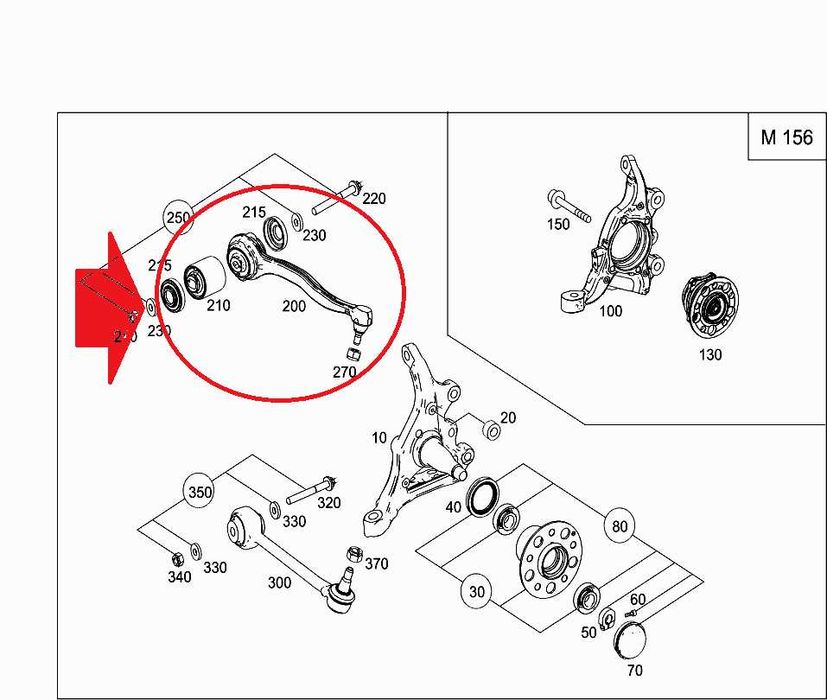 Носач преден мост / Горен за Mercedes C Klassa W203