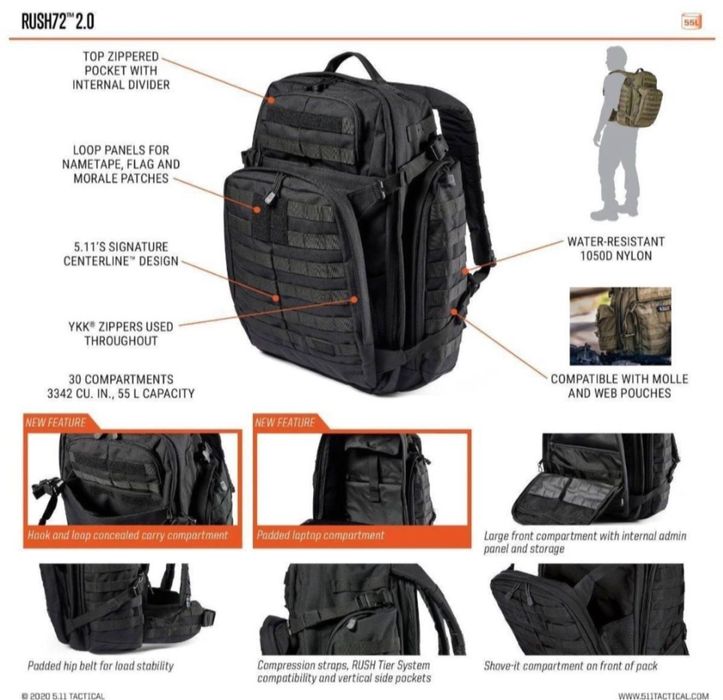 Тактический рюкзак 5.11 RUSH 72