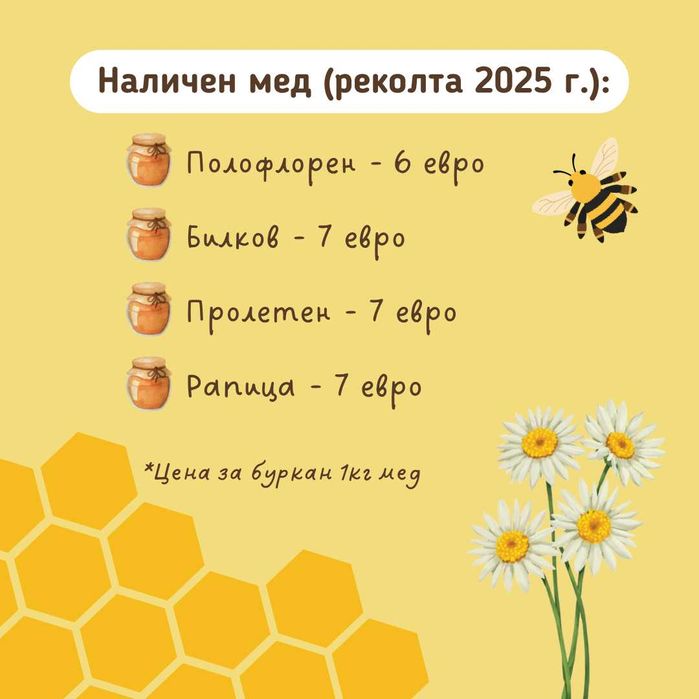 Натурален пчелен мед от Врачанския Балкан | Директно от производител