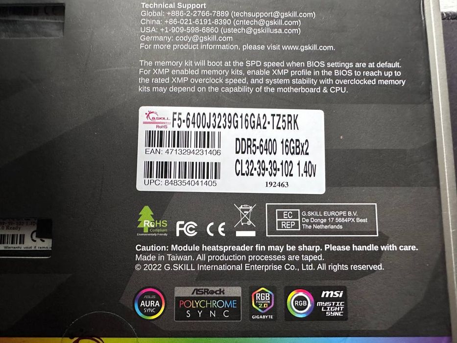 Asus Rog Z690-E + DDR5 G.Skill 2x16 RGB(New)