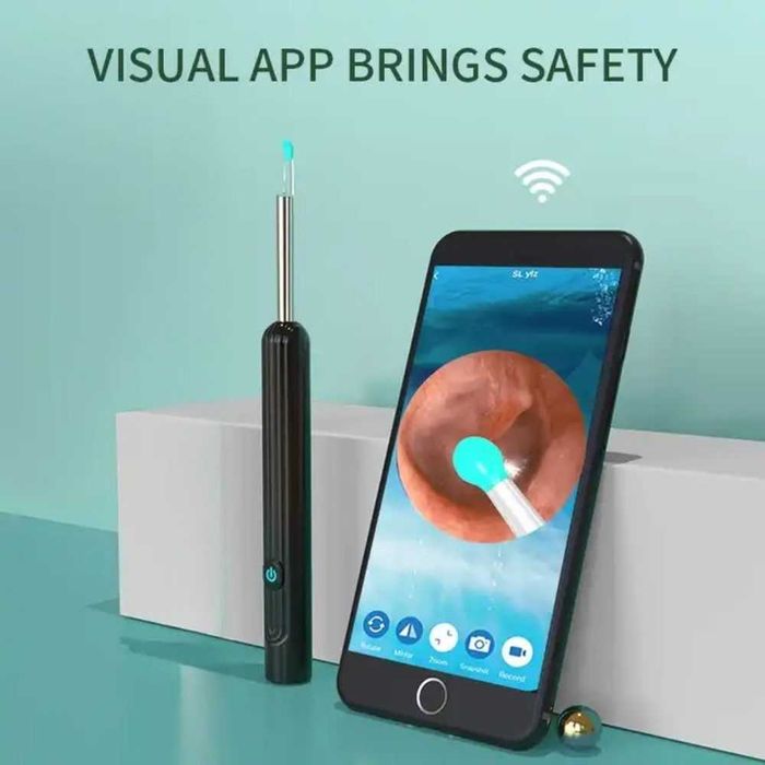 Aparat pentru curatat urechile, wireless, Ultra Subtire, Negru