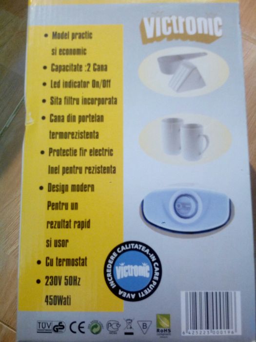 Filtru de cafea si ceai cu 2 cani din portelan, Nou