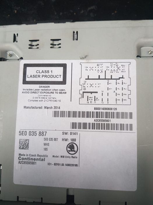 Vand Continental MIB Skoda Octavia 3 2014