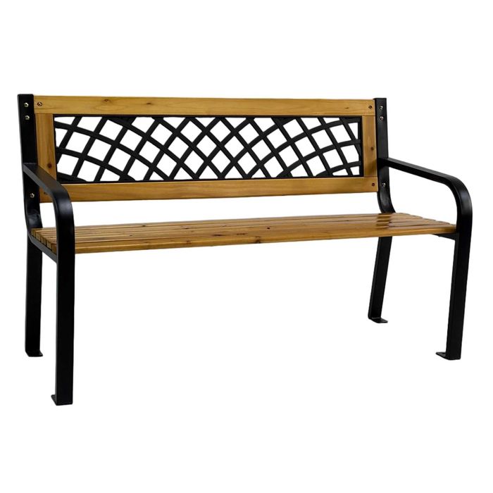 Bancă  de grădină LUNA  din lemn/oțel/PVC - 118x52x73 cm