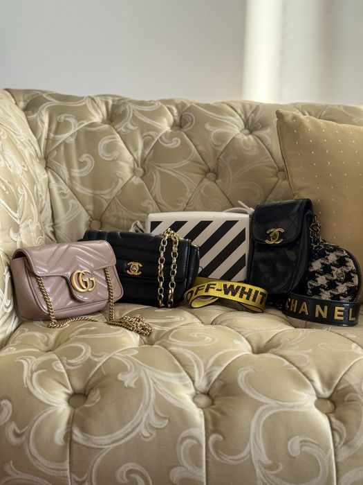 Vand set 4 piese  genti lux Gucci Chanel off-white originale