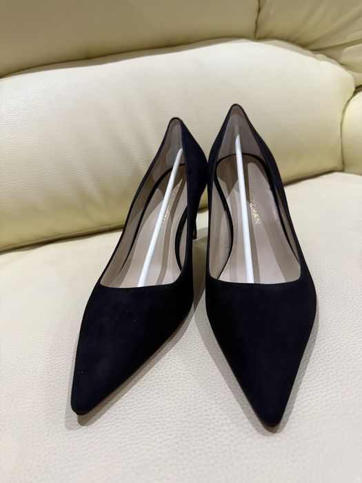 Pantofi Stiletto Stuart Weitzman Stuart 85 Pump, Piele Întoarsă neagră