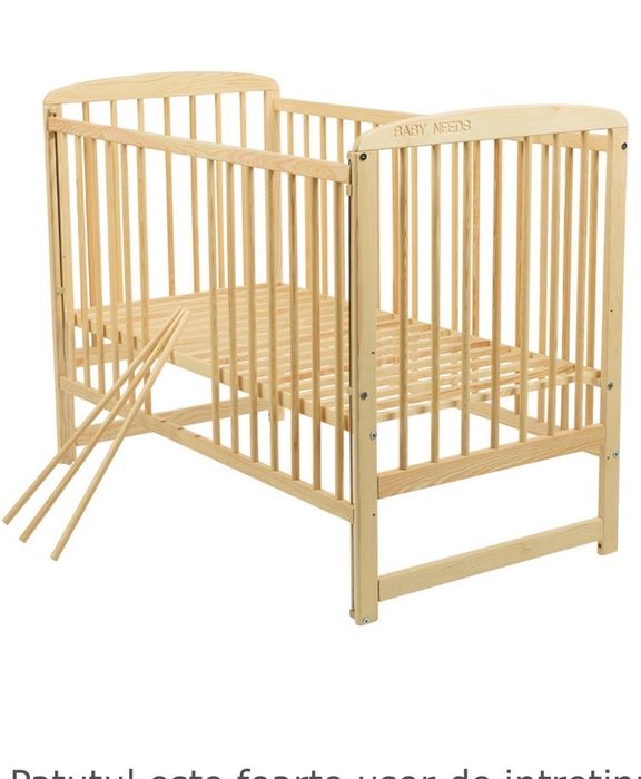 Patut Baby Needs (laterala culisanta) + Saltea Impermeabila 120x60