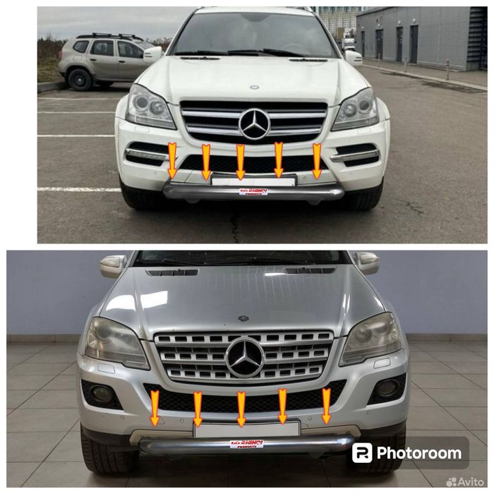 Защита бампера на Mercedes gl w164 ml w164