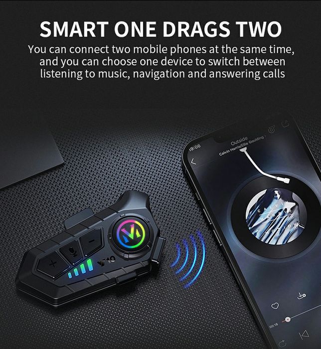 Intercom Moto Bluetooth 5.3 V10 Universal pentru Cască - Sistem Comunicare Moto, Noise Cancelling, IPX6