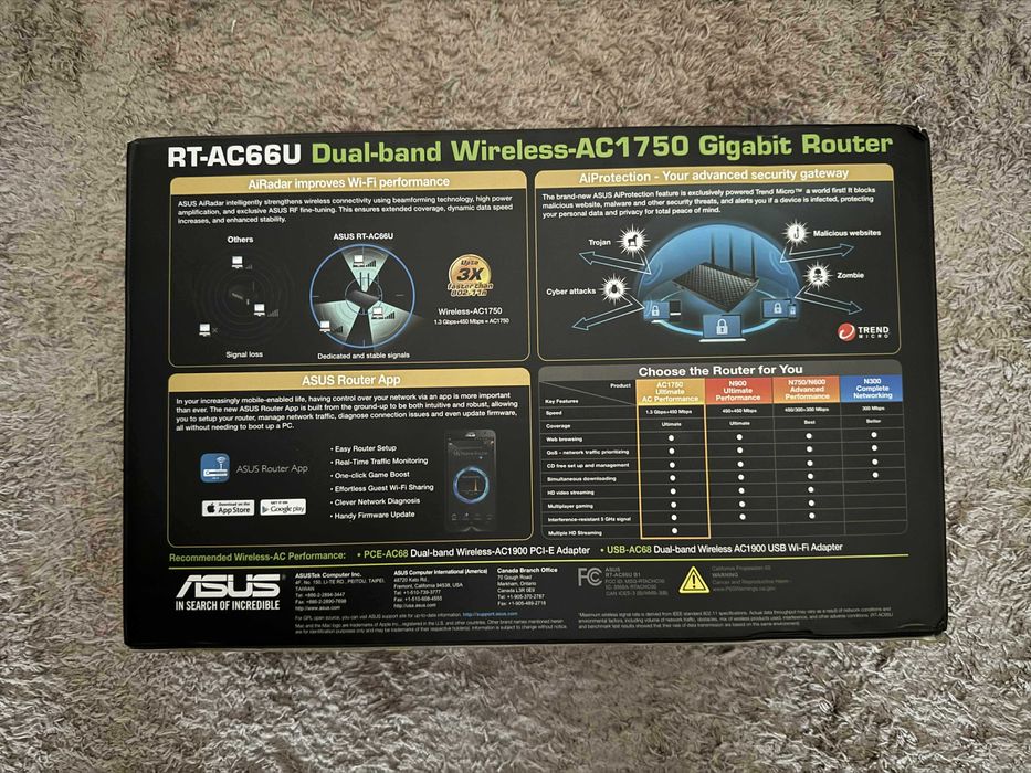 Router nou ASUS RT-AC66U Wireless-AC1750 Dual Band