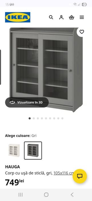 Vând dulap Ikea cu uși de sticlă
