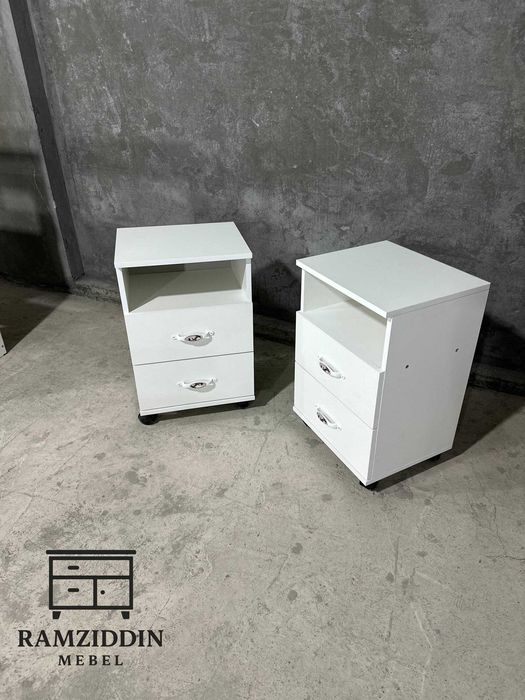 Прикроватная тумба с ящиками | G‘ildirakli oq tumba, yotoqxona uchun