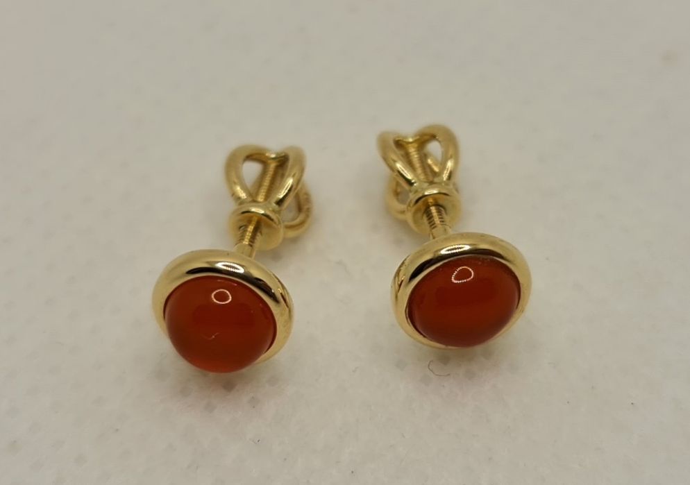 Cercei handmade aur galben 14k cu carnelian natural