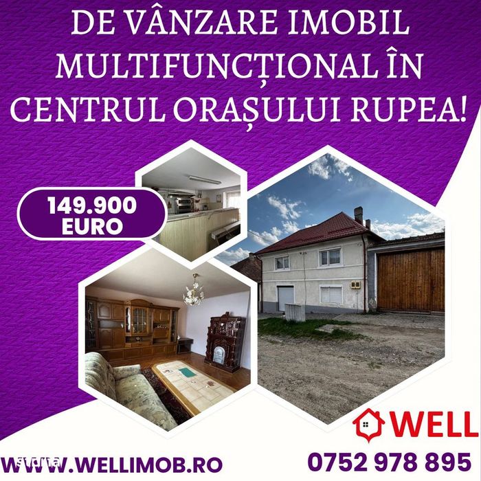 De vânzare imobil multifuncțional în centrul orașului Rupea!