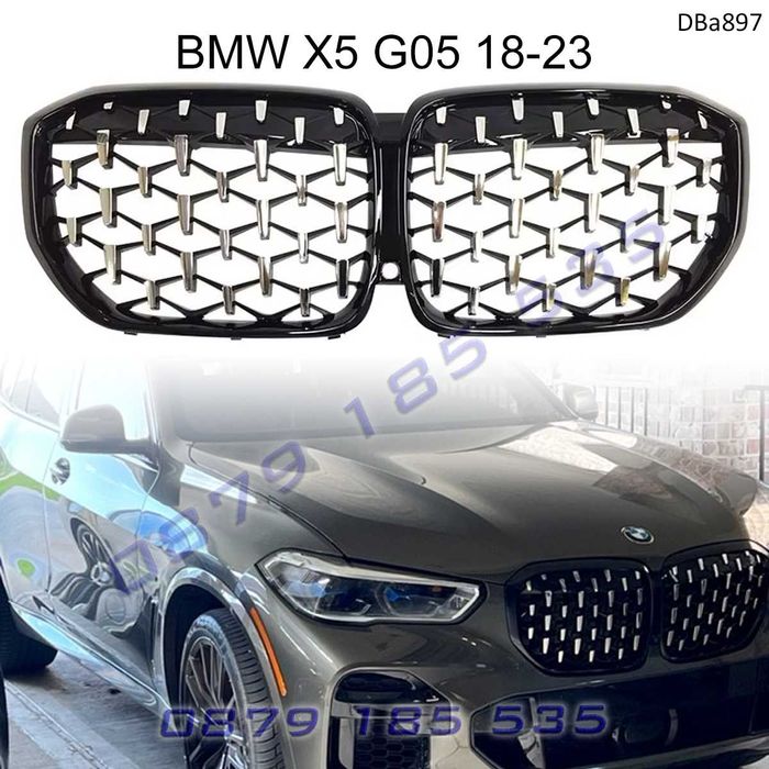 Тунинг бъбреци Диамант хром BMW X5 G05 18-23 решетки черни предни бмв
