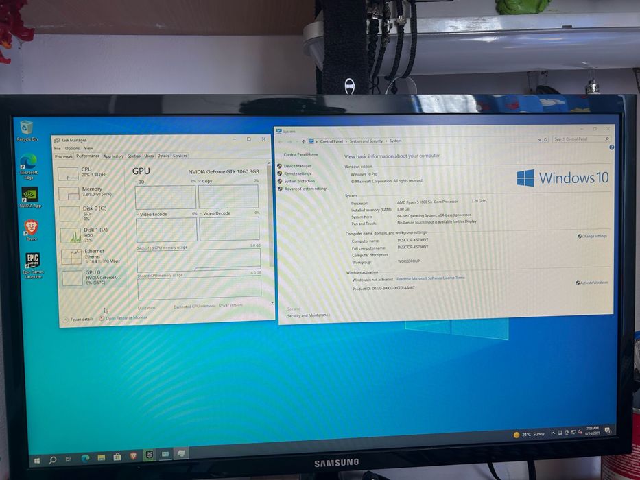 Pc Gaming Ryzen 5 Gtx 1060