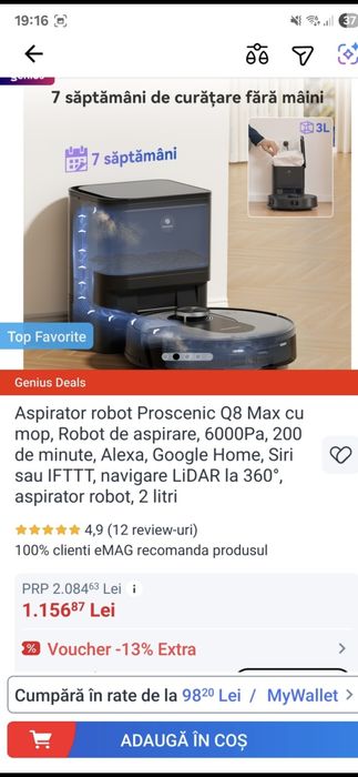 Aspirator robot Proscenic Q8 max cu mopo