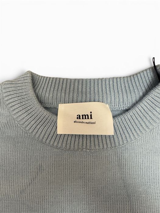 Ami Paris Ami de Coeur Плетен Пуловер – Светлосин