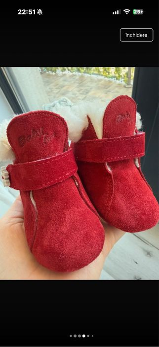 Ghetute rosii bebe cu bareta si blanita