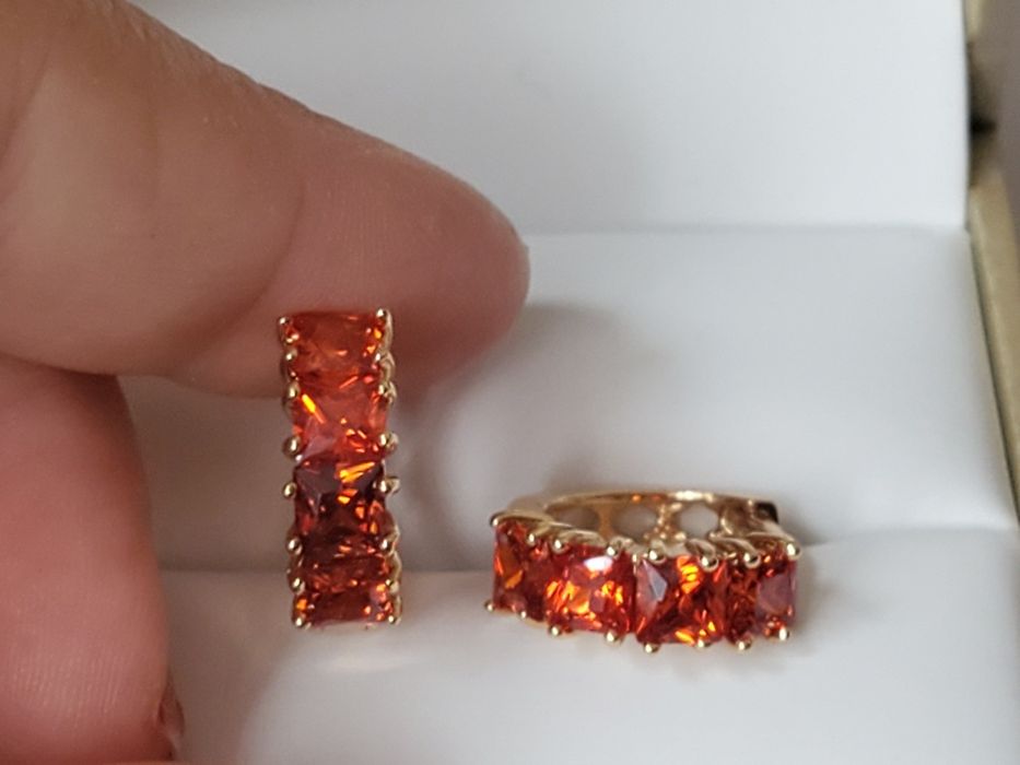 GP300,cercei placați aur 14k,noi,încuietoare sigura,zirconii mov/rosii