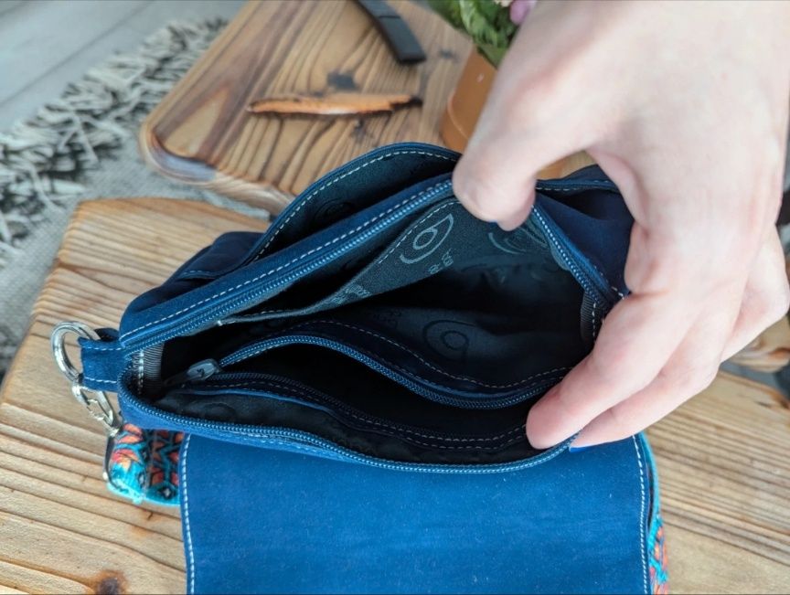 Geanta de piele întoarsă, albastru cobalt, Baumann Dekor
