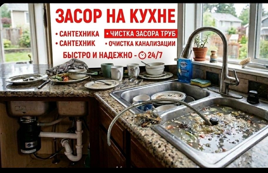 Мастер Засор на кухне. Сантехник Чистка конализации аппаратом. Zasor