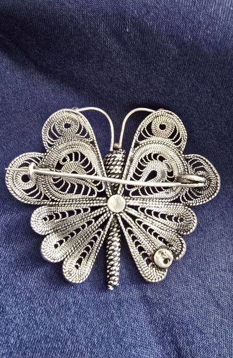 Brosa argint filigran lucrata manual – model fluture – 8,9 g