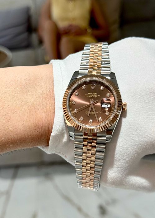 rolex datejust 41mm двуцветен / шоколад