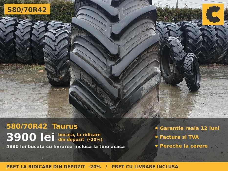 Anvelope Cauciucuri 580/70R42 580/70 R42 20.8R42 20.8-42 5807042 Taurus Tractor Punte Spate Tractiune SH Second Hand IEFTIN Garantie 1 An Factura TVA