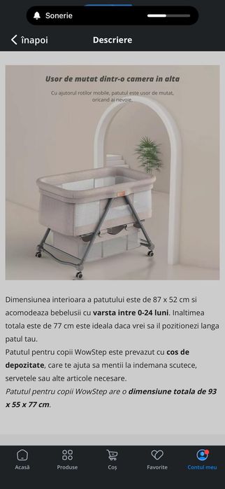 Vând pătuț pliabil