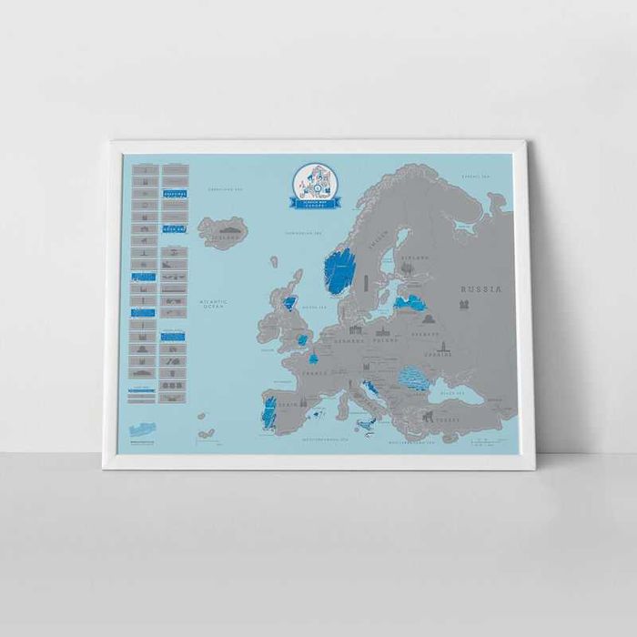 Скреч карта на Европа Света за пътешественици за изтриване - 2 вида