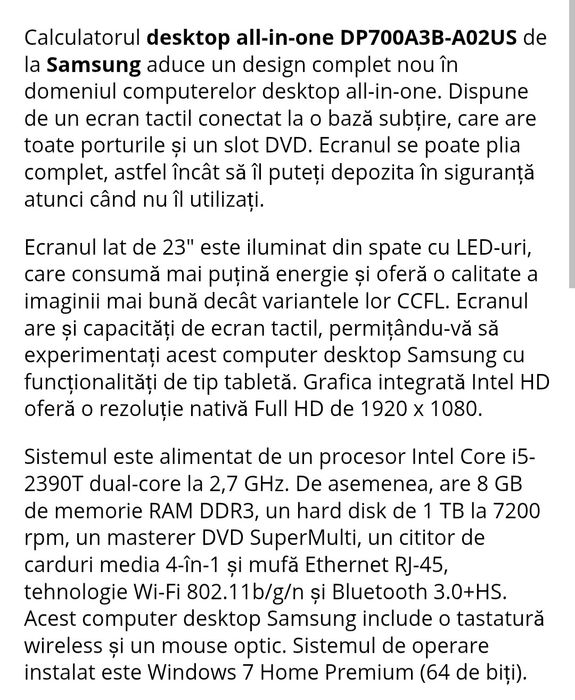 Vand /Schimb calculator i5 Samsung All în one