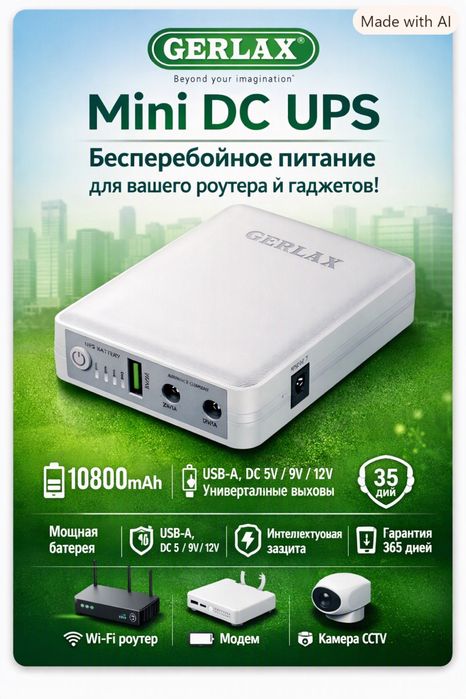 Мини UPS / ИБП для камеры, роутера, модема