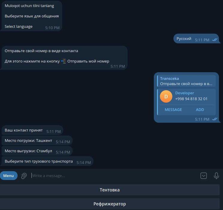 Telegram bot yaratish xizmati