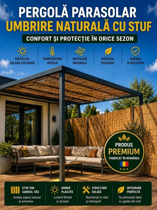 Vindem Rulouri gard stuf natural pentru gard, terasa, curte, balcon, umbrire | Role 6 metri | Si stuf pt acoperis | Producator direct Delta Dunarii