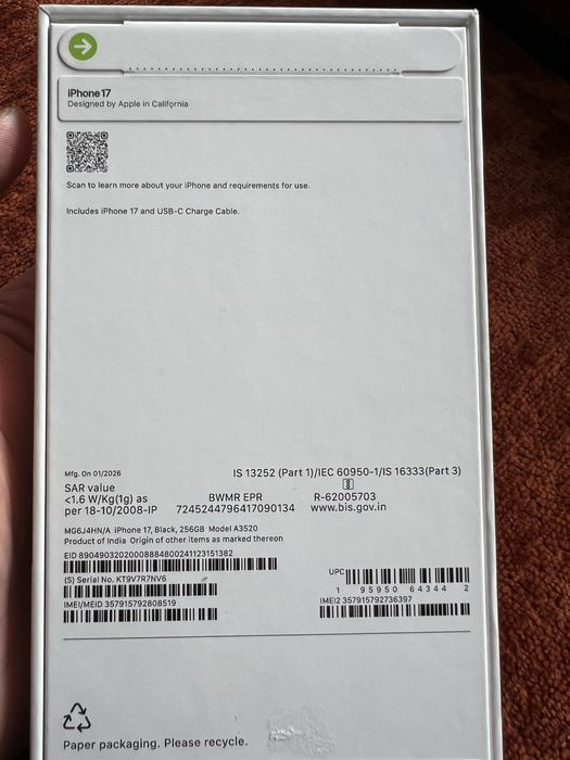 iPhone 17, нов, гаранция - 256GB Black