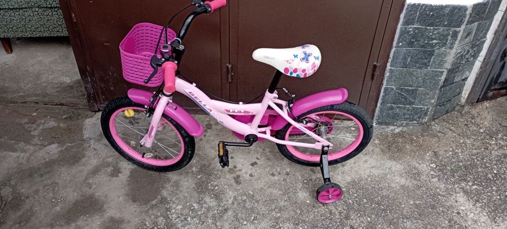 Детски велосипед, розов, с цикламена кошничка – 16"