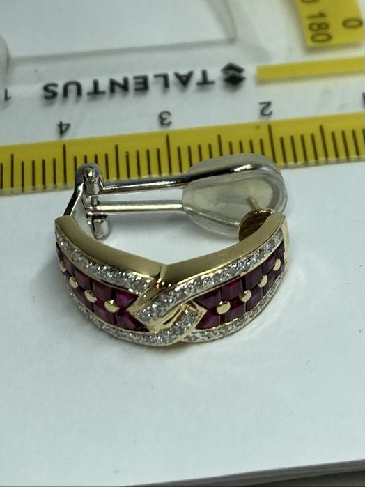 Cercei aur 18kt.cu rubine si diamante