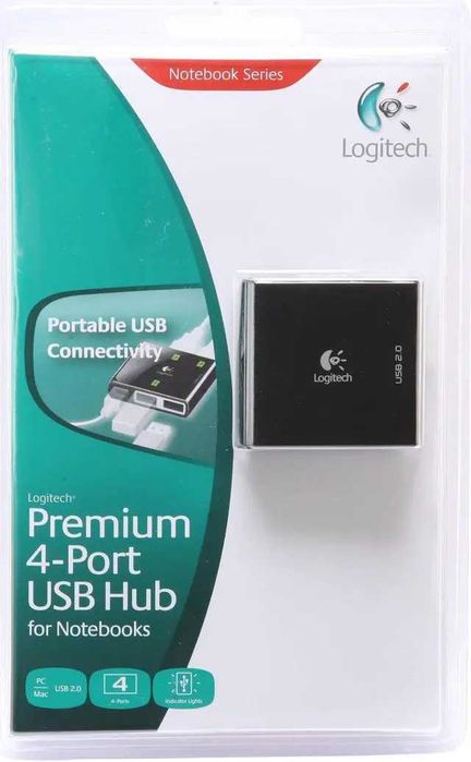 Logitech 4-Port Premium USB 2.0 Hub for Notebooks OUTPUT 2.5A, 5V.