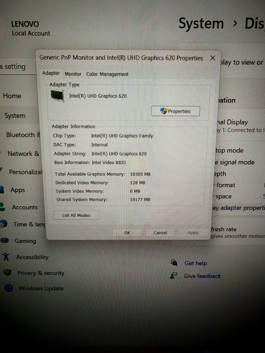Vand sau schimb Laptop LENOVO ssd 2tb, 20gb ram, i5 8gen