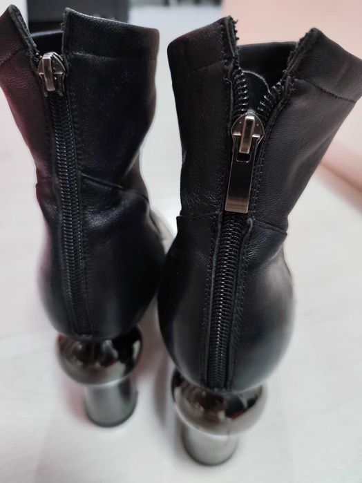 Botine Epica negre, piele naturală, mărimea 39 – toc deosebit