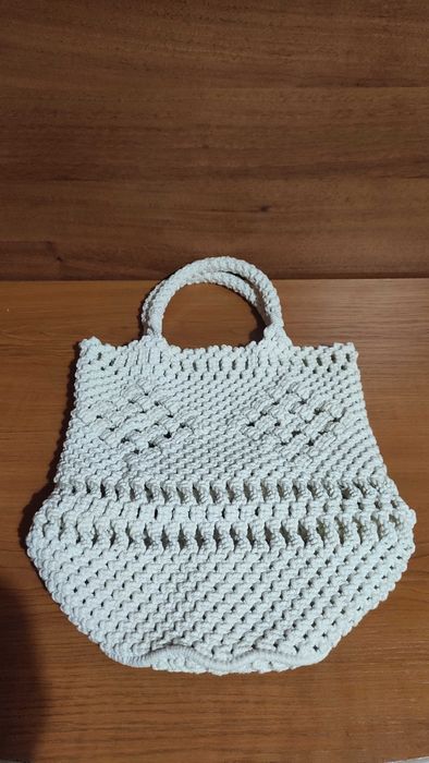 Чанта плетена на една кука памучни конци