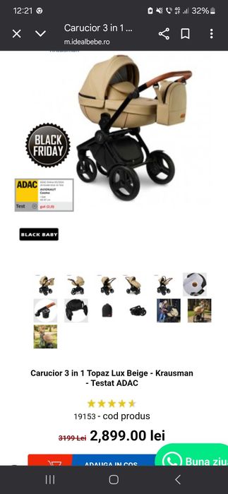 Patut copil -lenjerie  si carucior Kraussman