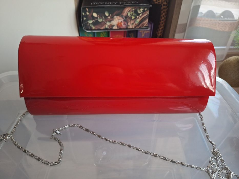 Официална малка червена чанта клъч