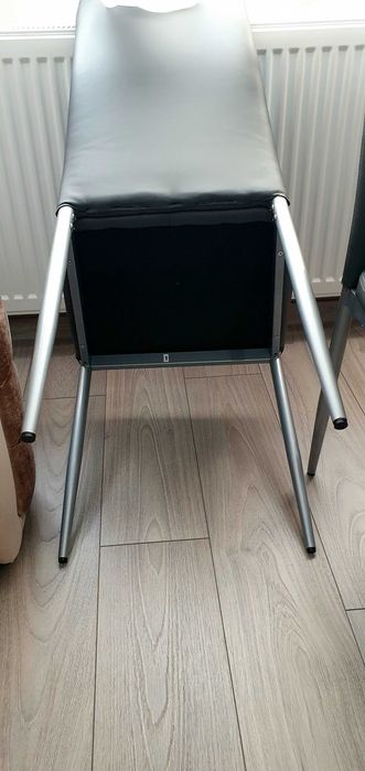 Scaune moderne (4 buc.) din piele ecologică culoare gri - ,,NOI'