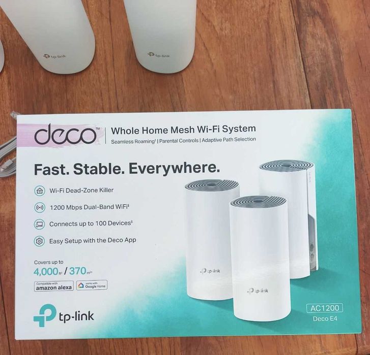 MESH router система TP-Link Deco E4 AC1200 , 2 модула, бяла