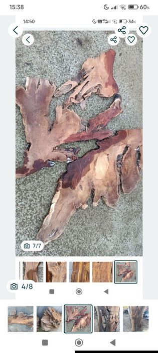 Lemn nuc, stejar, paltin, ulm, dud, cireș  pentru blaturi rășină epoxidică