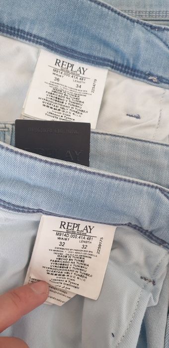 Replay Milano Anbass Slim Stretch  36/34 и 32/32 2бр НОВО ОРИГИНАЛ Мъж